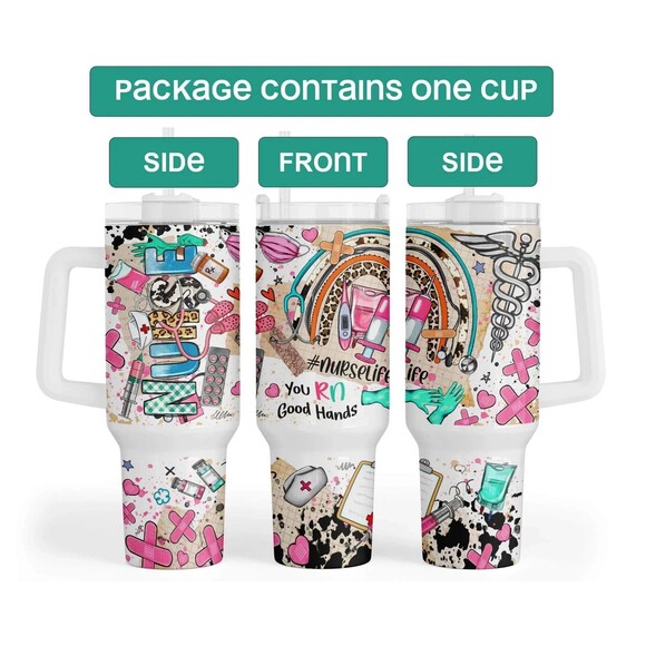 Nurse Tumbler 40 Oz Stainless Steel Travel Mug “ Nurse Gifts For Women Nurse Gif - Picture 3 of 16
